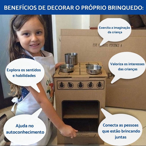 Mini Fogão Infantil Em Papelão Para Colorir - Eu Amo Papelão Cor Liso