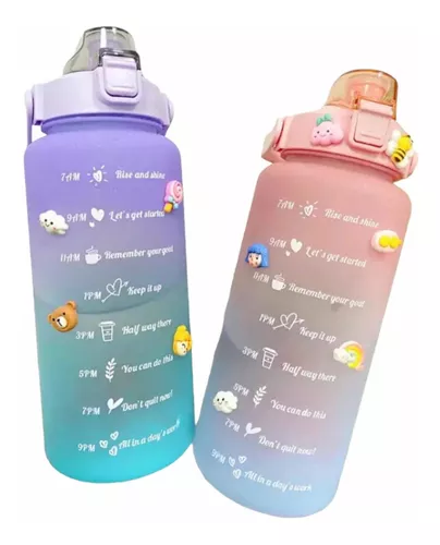 Botellas de agua deportivas de 2 litros con pegatinas de marcado