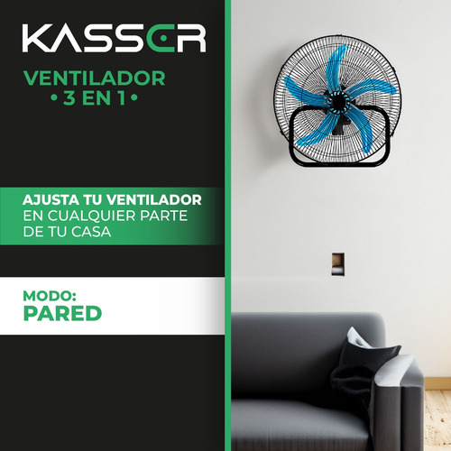 Ventilador 3 En 1 Industrial Kasser 5 Aspas 18 Pulgadas
