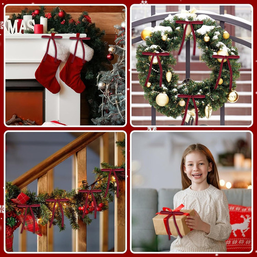 24 Piezas Adornos De Lazo De Terciopelo Navidad Guirnaldas