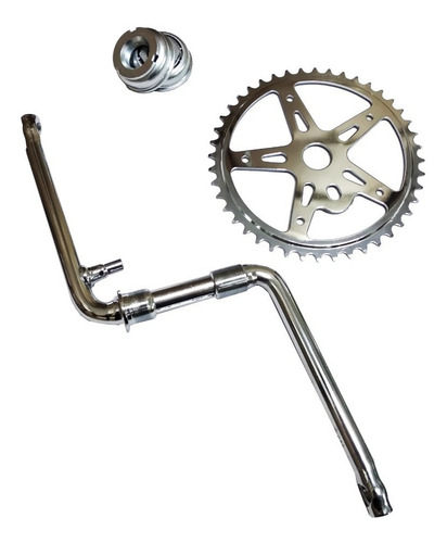 Kit Caja Pedalera Bicicleta Playera+plato+biela Rodado 26