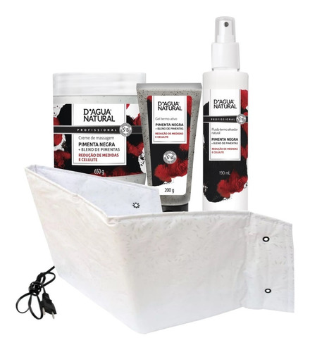 Kit Creme De Pimenta Negra 650g Cinta Térmica Abdominal 110v