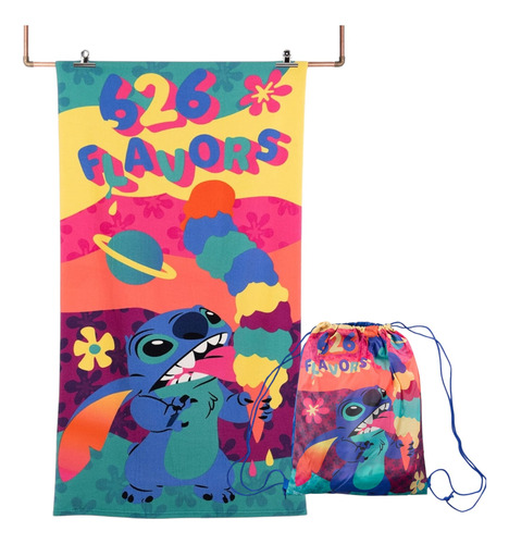 Toalla De Playa Stich 70 X 140 Cms + Morral