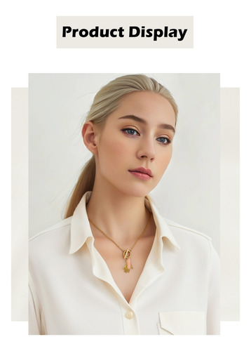 Collar Mujer Acero Inoxidable Mano Amor Quiromancia Amarillo