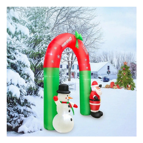 Parque Infantil Con Arco Inflable De Papá Noel Y Muñeco De N