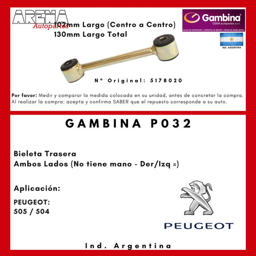 Bieletas Peugeot 504 / 505 Traseras ( Kit X2 ) - P032
