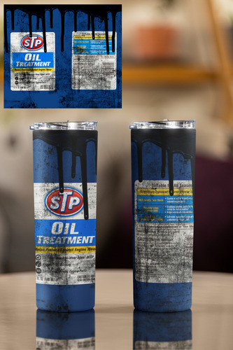 Vaso Térmico Tipo Lata De Aceite De Auto Stp 20oz - 591 Ml Personalizado Con Tu Nombre Vaso Termico Tipo Aceite Stp Para Auto
