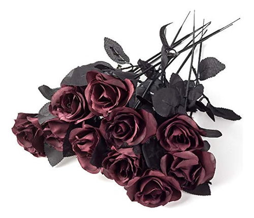 Yebazy - Paquete De 10 Rosas De Seda Artificiales De Color R