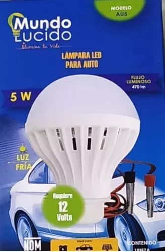 Lampara LED de emergencia con caimanes, para auto o moto, 5W, 12V