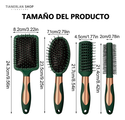 Herramientas De Peluquería Peine Redondo Para Peluq 4 Pcs, J