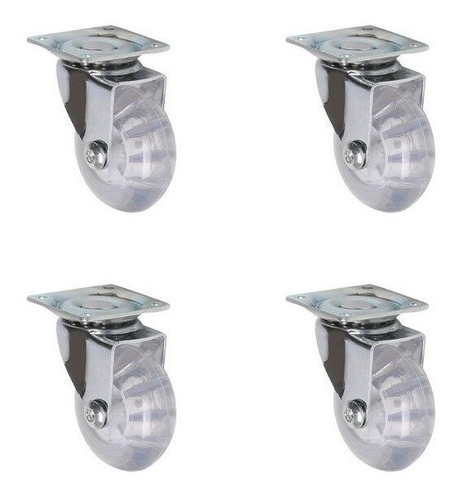 4 Rueda Giratoria Silicona Gel Trasparente 35mm Muebles 30kg Ruedas Transparente