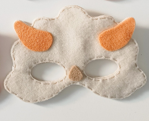 Máscara De Dino Triceratops Para Niños - Moloko Cosas Lindas Beige Dino Triceratop Beige
