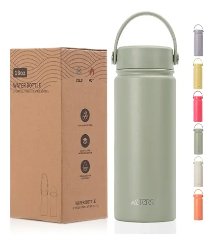 Garrafa Térmica Inox 532ml Parede Dupla Gelada 24h Com Alça Verde-musgo