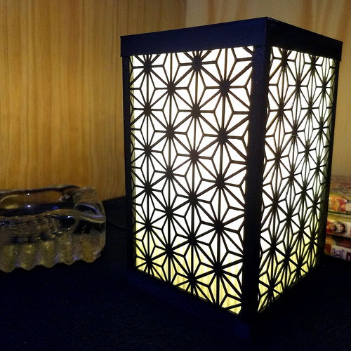 Lámpara Mesa De Luz Escritorio Kumiko - Estilo Japonesa Negro Hueso