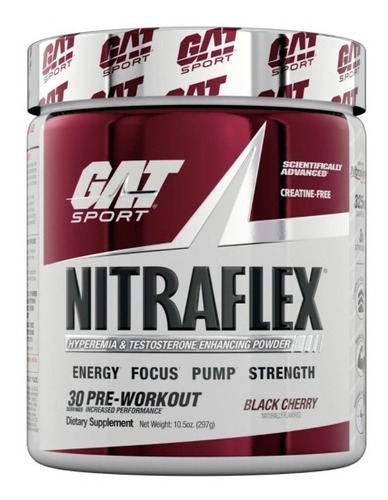 Suplemento en polvo GAT Sport  Advanced Pre-Workout Nitraflex aminoácidos sabor black cherry en pote de 297g