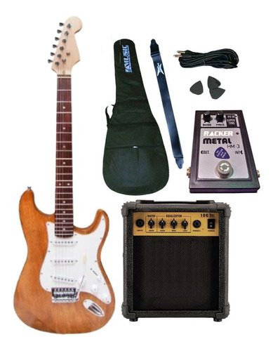 Combo Guitarra Rock Blues + Amplificador + Pedal Efecto Color Ámbar