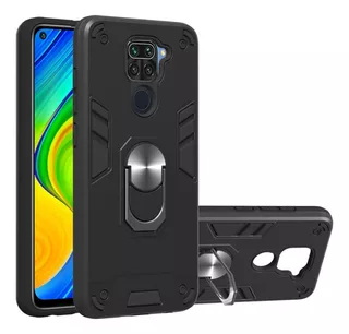 Funda For Xiaomi Redmi Note 9 Pro Con Anillo Metálico Negro