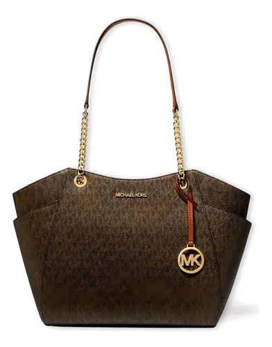 Michael Kors バック Bolsa Michael Kors Jet Set Travel Large Chain Signature Cor Marrom