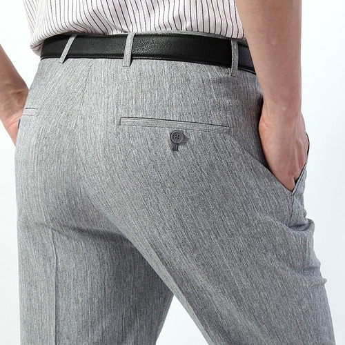 Pantalones De Lino Para Hombre, Casual, Traje De Trabajo, Co