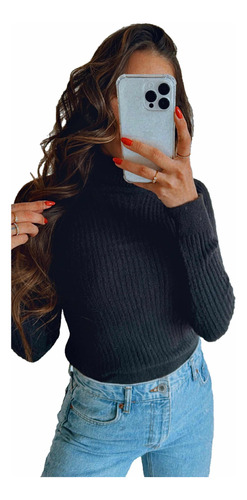 Sweater Polera Tejido Crop Mujer Sweater Dama Moda