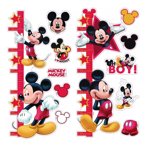 Adesivo De Altura Métrica Disney Mickey Cor Vermelho