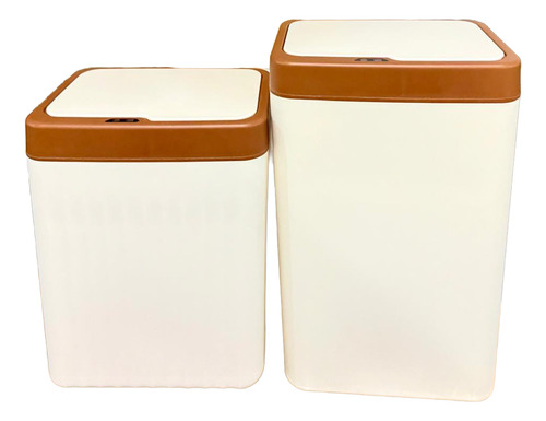Set De 2 Tachos De Basura Inteligentes 10 L Y 12.5l 8903 Marrón