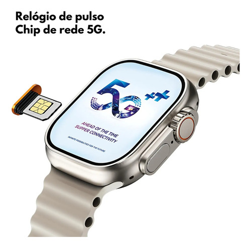 Smartwatch Ultra Ai 3 Relogio Inteligente 4gchip Nfc Chatgpt Prateado Bege