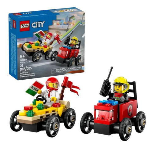 Set De Construcción Lego Auto De Carreras Pizza Vs Bomberos