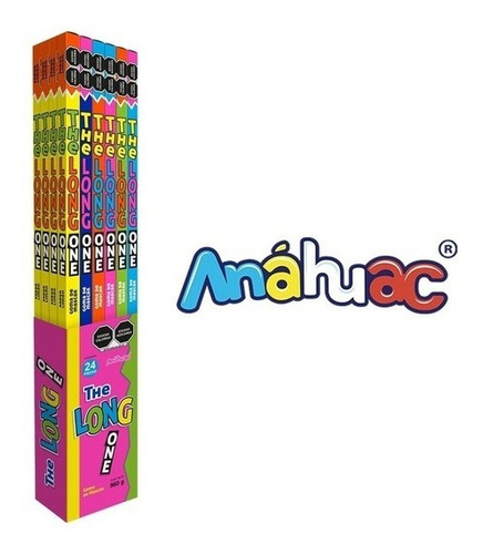 The Long One Chicle Anahuac Sabor Naranja Fresa Manzana Uva Limón Y Tutti Fruti 24pz 960g