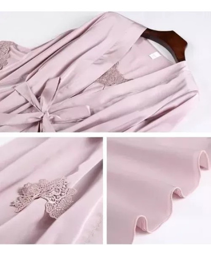 Set De Pijama Dama Sexi Ropa De Dormir Bata De Seda 5 Piezas