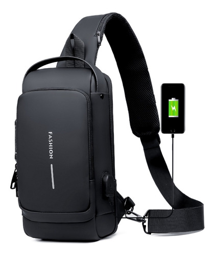 Hombres Bolso Impermeable De Crossbody,con De Carge Usb