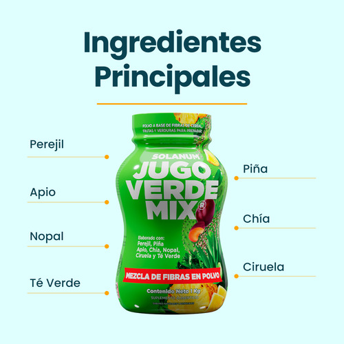 Solanum Jugo Verde Mix De Fibra En Polvo 1 Kg