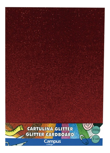 Cartulina Con Brillantina Glitter 3 Hojas A4 Comprasclick