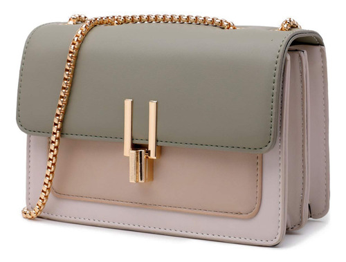 Bolso De Cuero Mujer Con Bloques Color, Diseñador, Tamaño Me