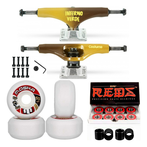 Truck Crail 139mm Low + Roda Moska 52mm + Rolamento Redbones