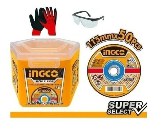 Pack 50 Discos De Corte Metal 4 1/2x1.2mm Ingco Super Select
