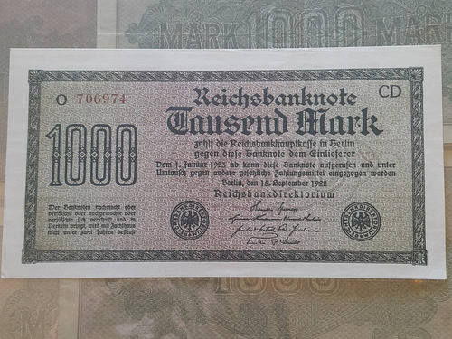 Antiguo Billete Alemán 1000 Marcos Año 1923 Impecable 