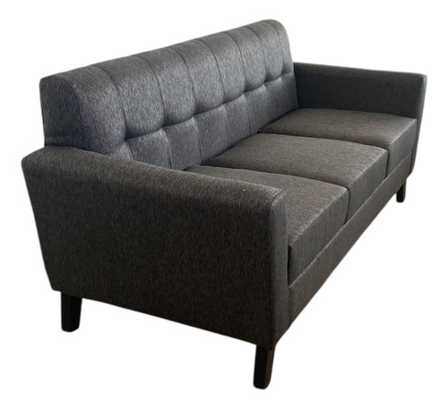 Sillón Vintage Tela Antidesgarro Living 180 Cm Madera Negro Liso