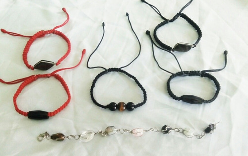 Imagen 2 de 5 de Pulsera De Piedra Obsidiana C/n Hilo (protección)