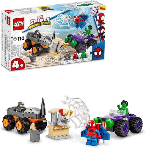 Lego Spideman Amazing Friends Hulk Vs Rhino Truck Showdown