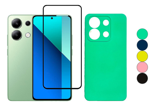 Funda Case En Silicona Para Xiaomi Note 13 4g + Vidrio Full