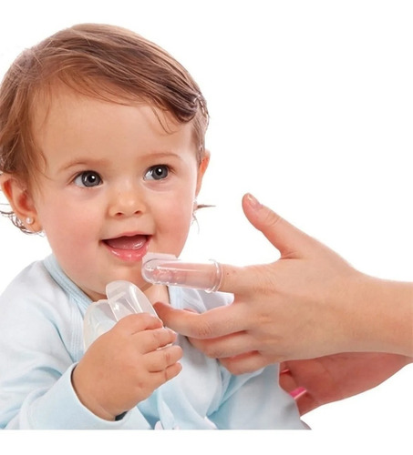 Cepillo De Silicona Bebe Dedo Masajeador De Encias Dientes