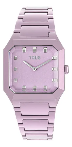 Reloj digital I-Bear de acero IP rosado con correa de silicona nude