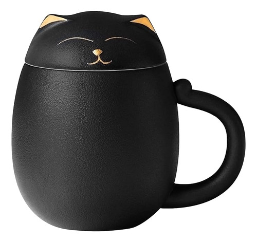 Ceramic Tea Mug With Infuser And Lid Cat Design Porcelain Te