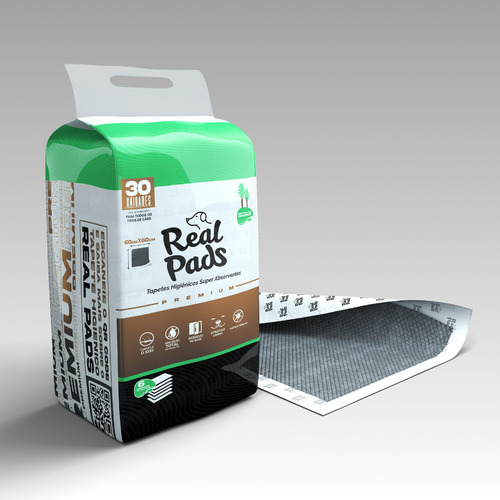 Tapete Higiênico Cães Real Pads Carvão De Bambu C/20 75x60cm