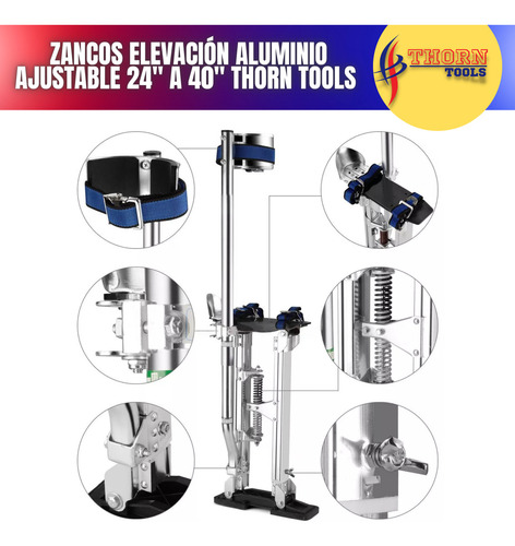Zancos Elevación Aluminio Ajustable 24 A 40 Thorn Tools Color Azul