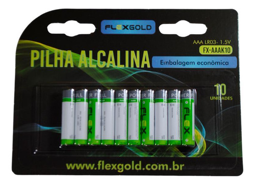 Blister Com 10 Pilhas Alcalinas Aaa Fx-aaak10 - Flexgold