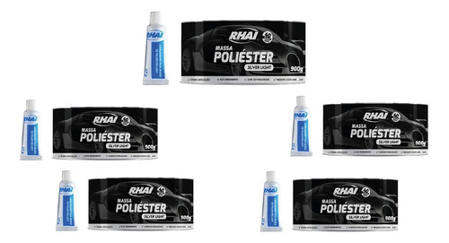 Massa Poliéster Rhai Silver Light Kit/com 5 900g C/cat