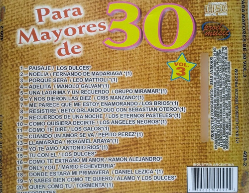 Cd Para Mayores De 30 Vol 3 (interpretes Varios)