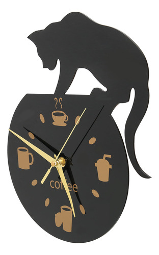 Reloj De Pared De Cocina Coffee Cat, Efecto 3d, Acrílico Dur